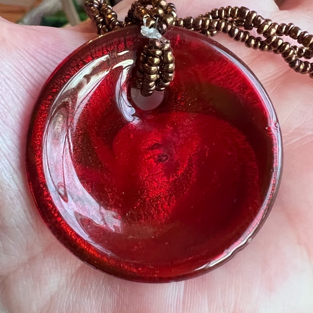 Vintage Colorful Glass Swirl Pendant Necklace - Picture 3 of 7